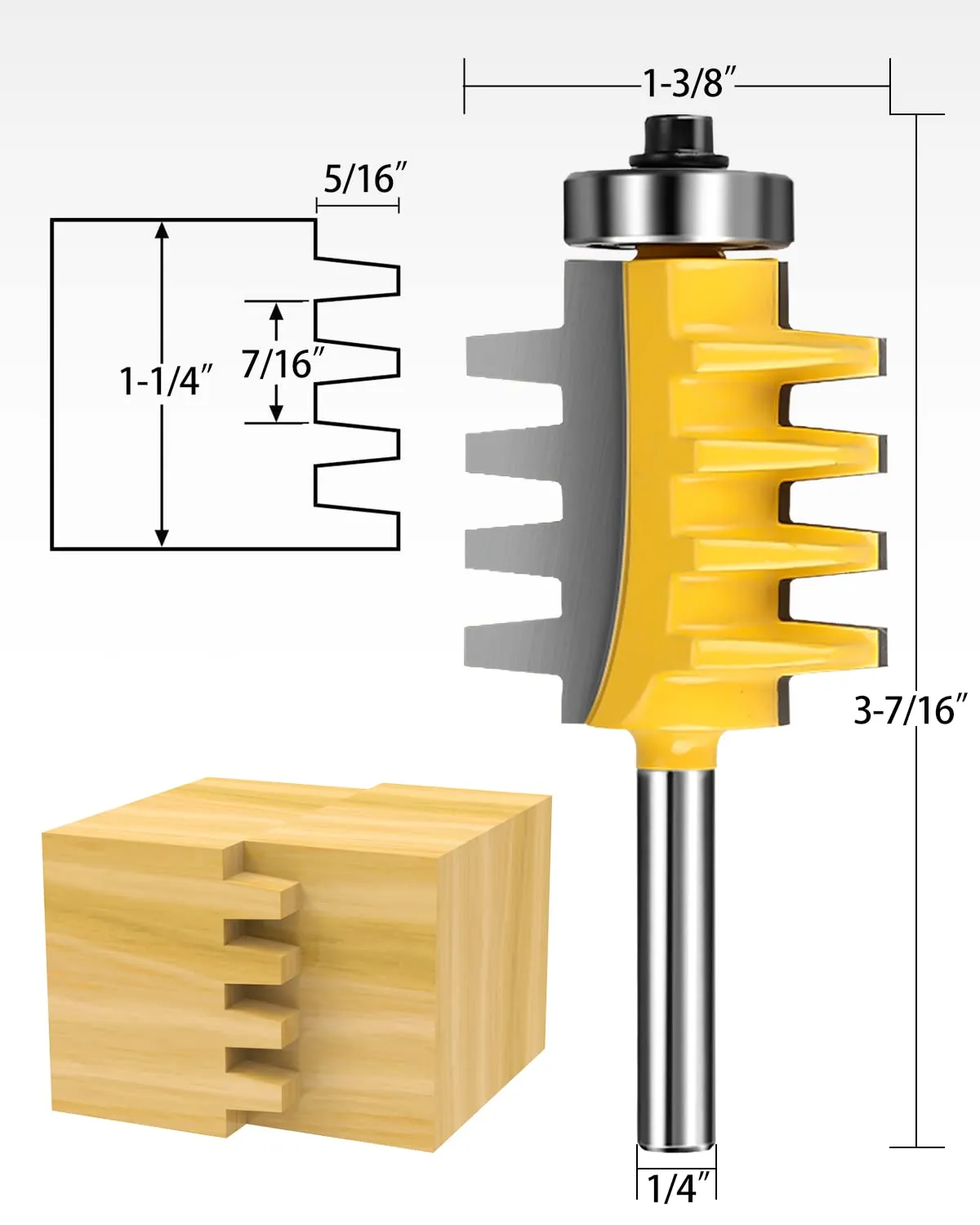 1/4-Inch Shank Tongue and Groove Router Bits Set & Reversible Finger Joint Router Bit, 3 Pack Router Bit Set, Woodworking Chisel Cutter for Density Boards, Solid Wood, MDF, Chipboard, Splints, Etc.