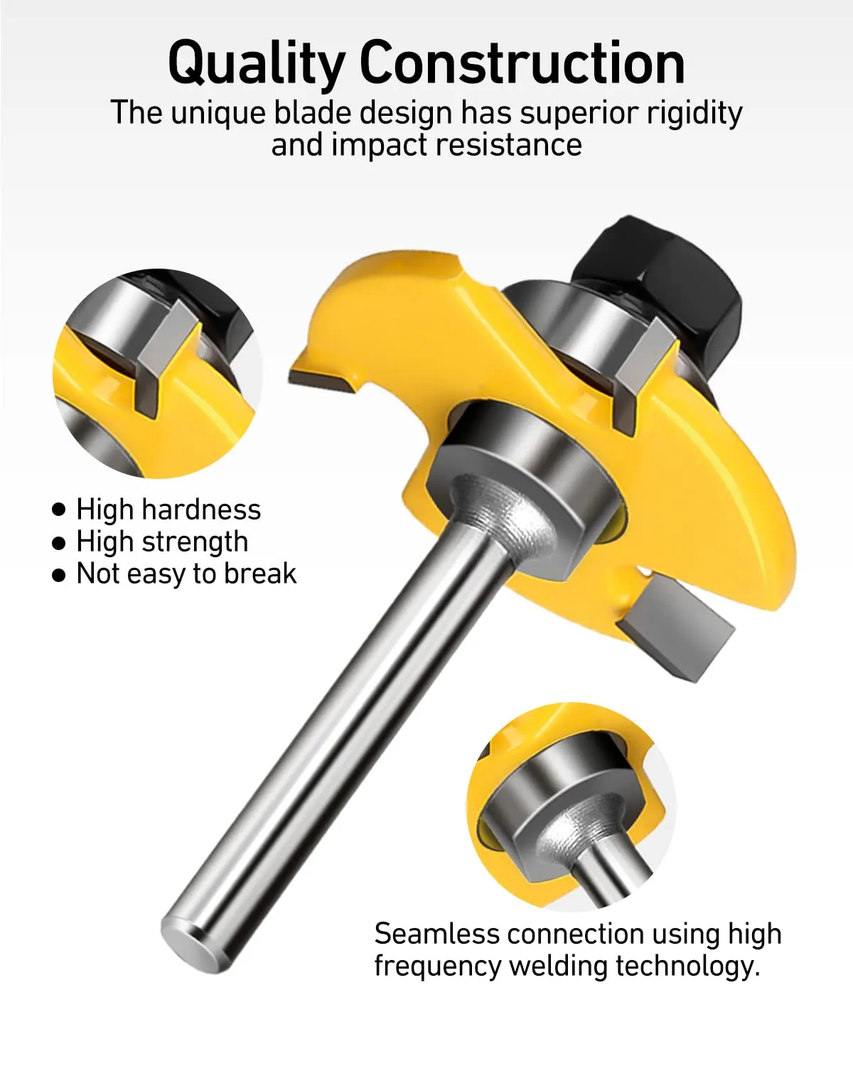 1/4-Inch Shank Tongue and Groove Router Bits Set & Reversible Finger Joint Router Bit, 3 Pack Router Bit Set, Woodworking Chisel Cutter for Density Boards, Solid Wood, MDF, Chipboard, Splints, Etc.