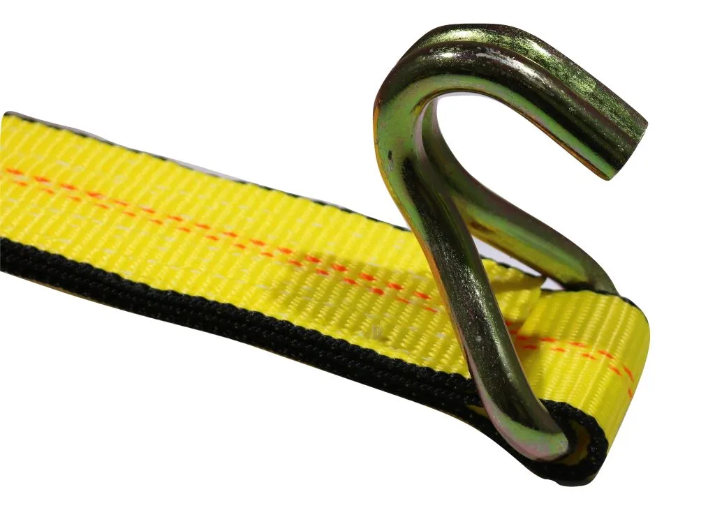 2" x 10 Ft Yellow Winch Strap w/ Wire Hooks