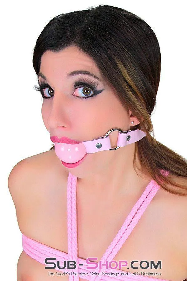 7053A-SIS      Sissy Submissive Pretty Princess's Submission Pink Leather Ballgag