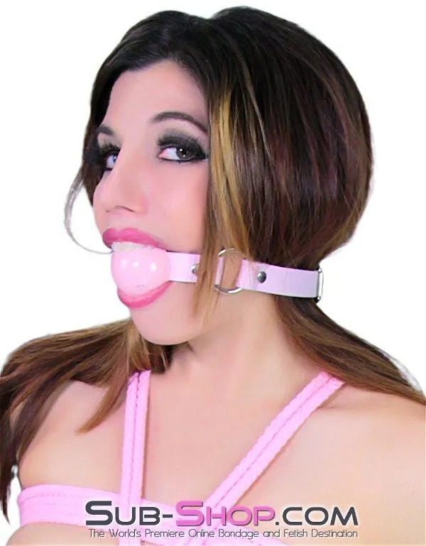 7053A-SIS      Sissy Submissive Pretty Princess's Submission Pink Leather Ballgag