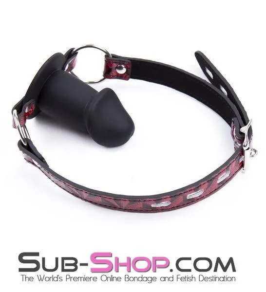 7944DL       Rough Sex Silicone Penis Gag with Locking Red Diamond Strap - MEGA Deal