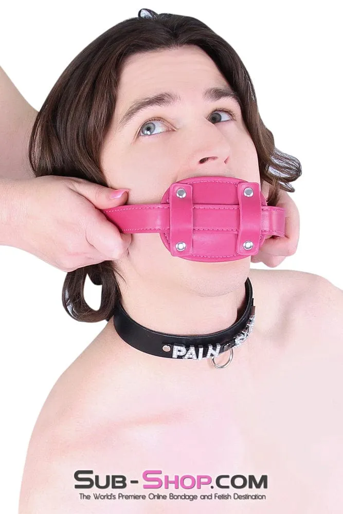 9053DL      Locking Rubber Sex Bomb Pink Penis Gag