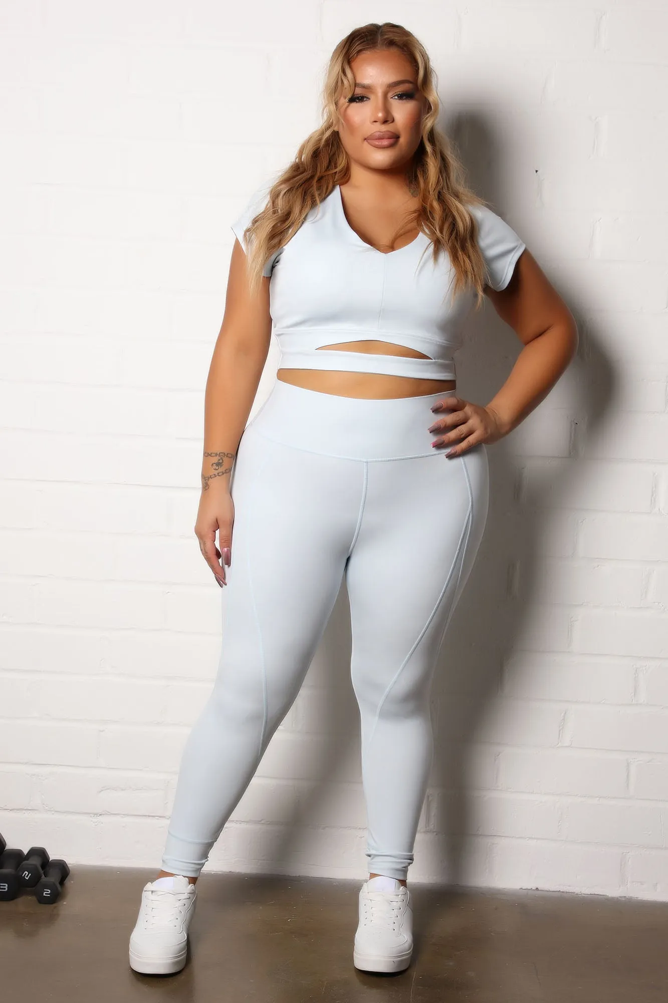 A Winner Active Compression Crop Top - Ice Blue