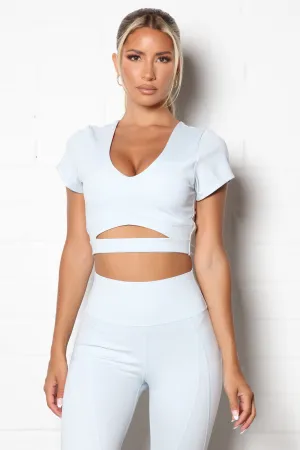 A Winner Active Compression Crop Top - Ice Blue