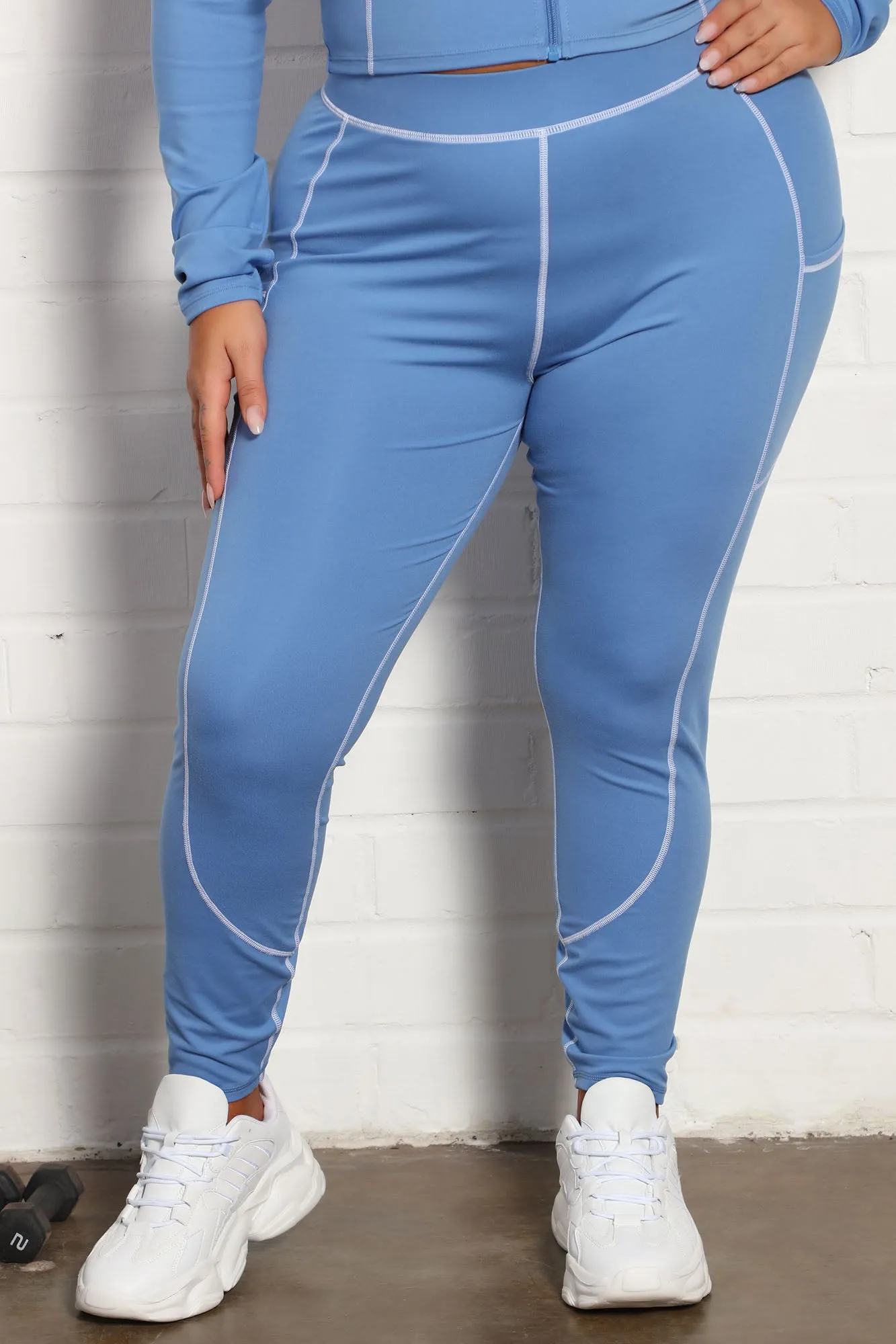 All You Got Active Contrast Stitch Super Soft Legging - Blue