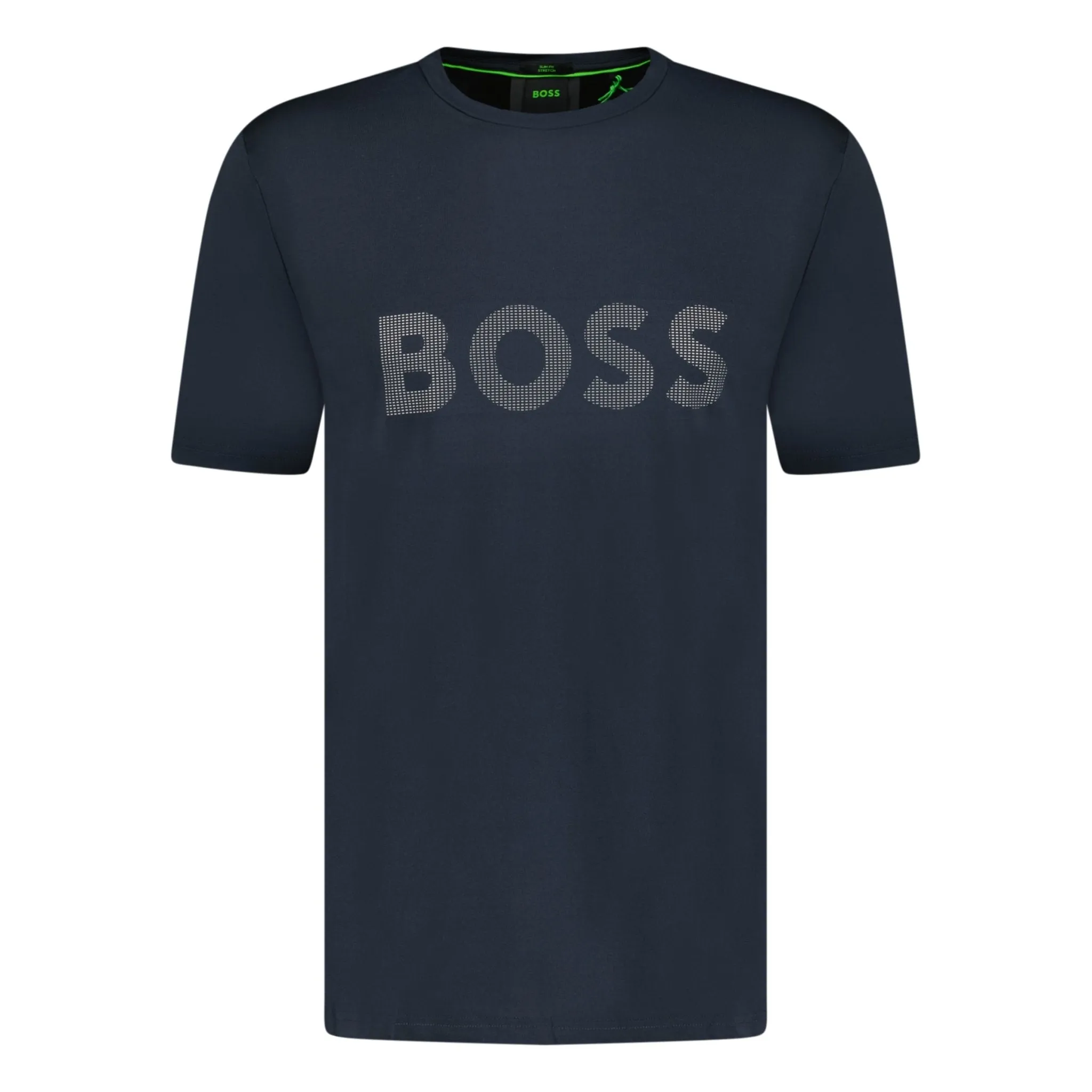 BOSS ACTIVE LOGO-PRINT T-SHIRT NAVY