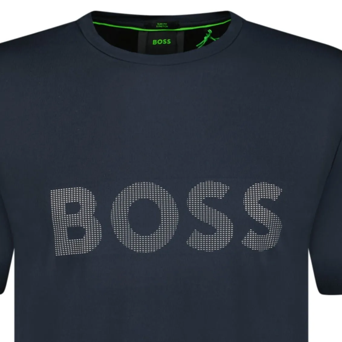 BOSS ACTIVE LOGO-PRINT T-SHIRT NAVY