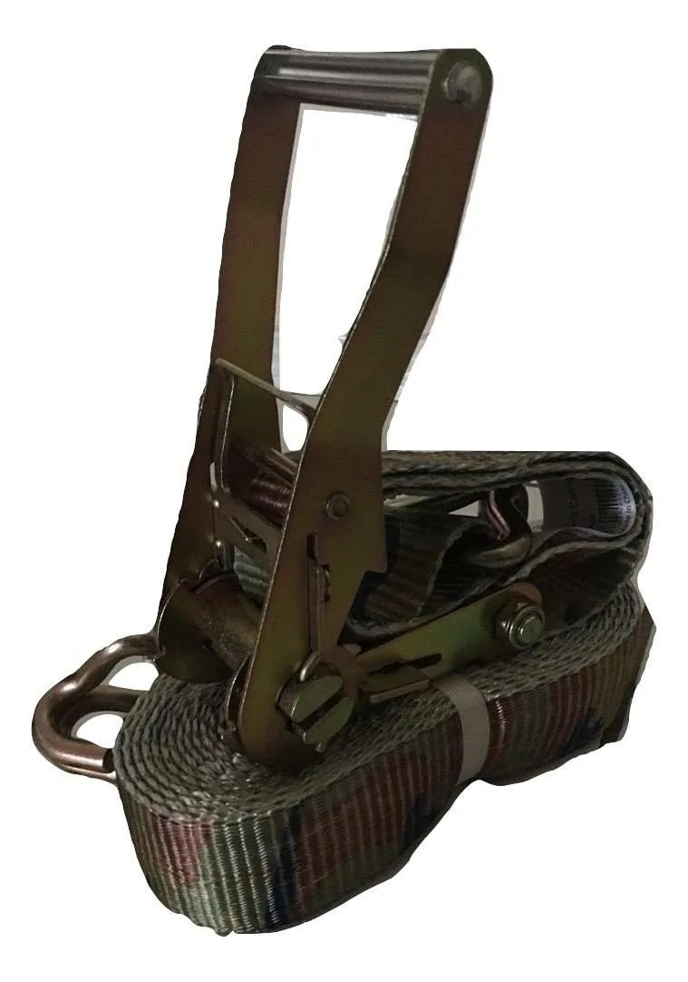 Camo 2 x 27 Ft. Heavy Duty Flatbed Ratchet Strap w/ Wire Hooks | R27WCAMO