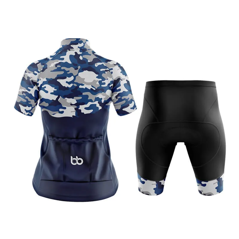 Camouflage Neck Club Cycling Kit (V1) (Blue)