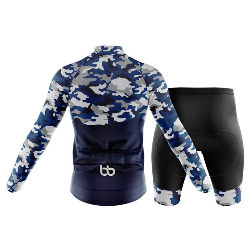 Camouflage Neck Club Cycling Kit (V1) (Blue)