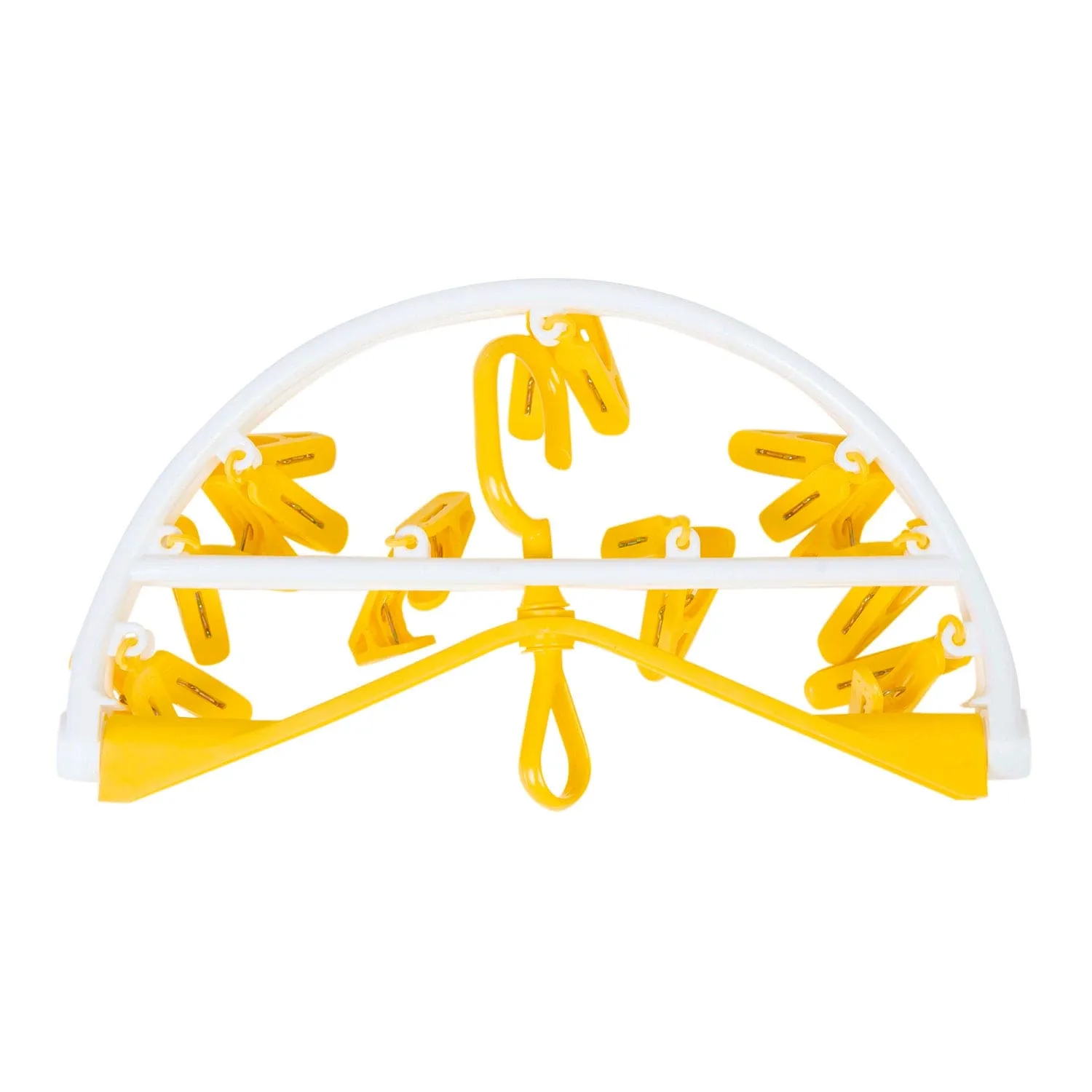 Clothes Hanger Round Foldable 18 Clips Yellow