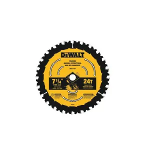 DeWALT DWA171424B10 Circular Saw Blade, 7-1/4 in Dia, 5/8 in Arbor, 24 Teeth, Tungsten Carbide Cutting Edge