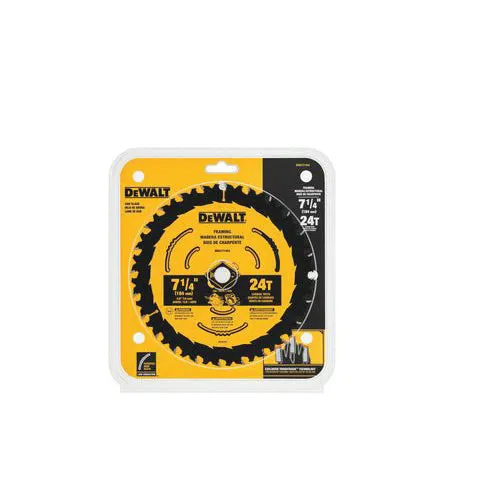 DeWALT DWA171424B10 Circular Saw Blade, 7-1/4 in Dia, 5/8 in Arbor, 24 Teeth, Tungsten Carbide Cutting Edge