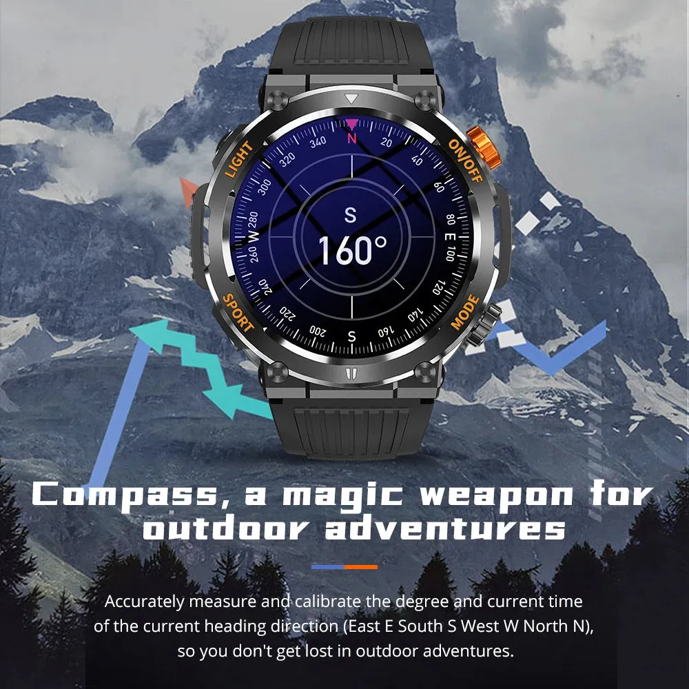 ELEGANCE® Explorer Smartwatch 1.46'' HD Display Smartwatch 100 Sports Modes Compass Flashlight Men Military Grade Toughness Smart Watch