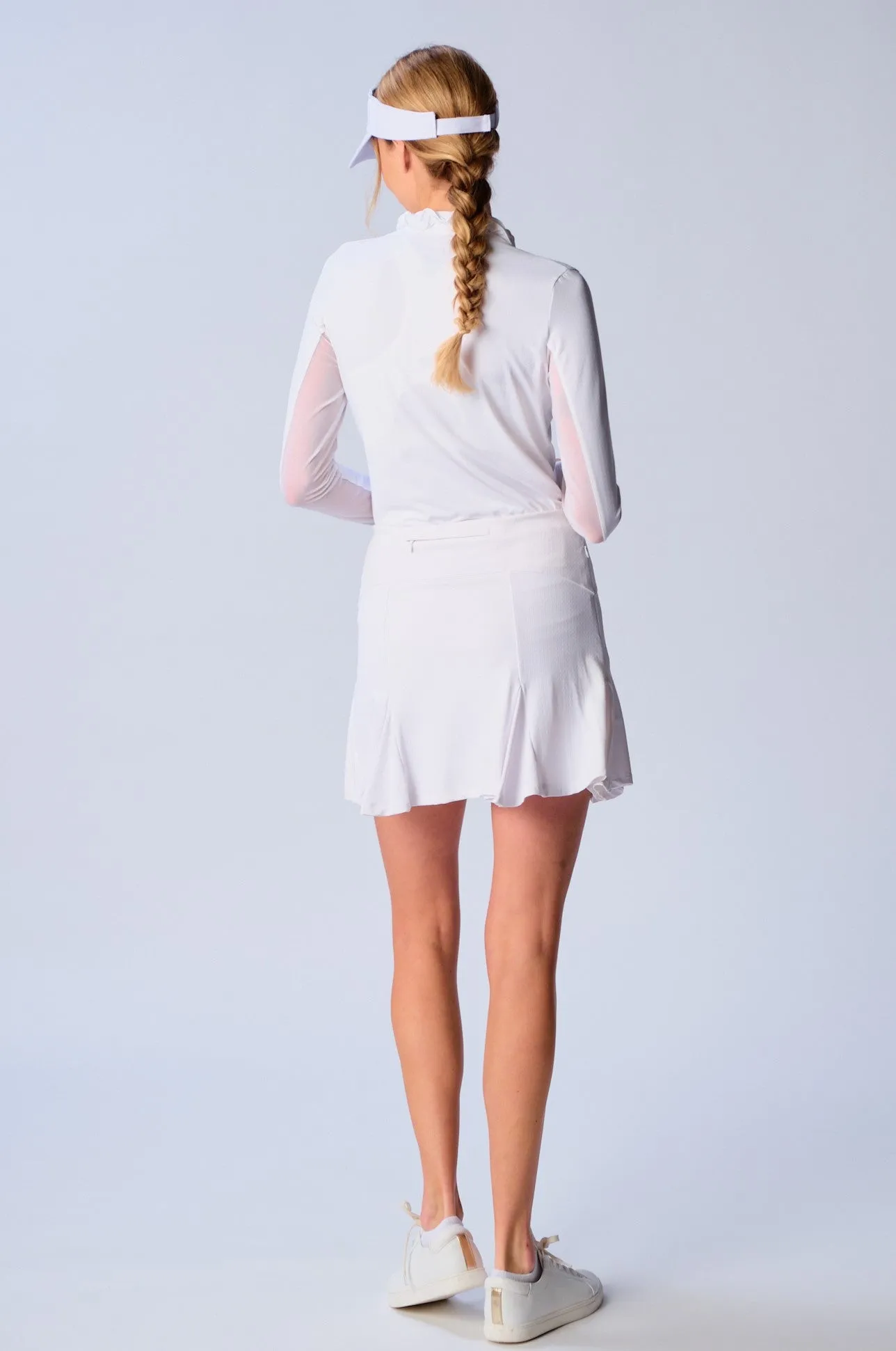 Flare Godet Skort In White