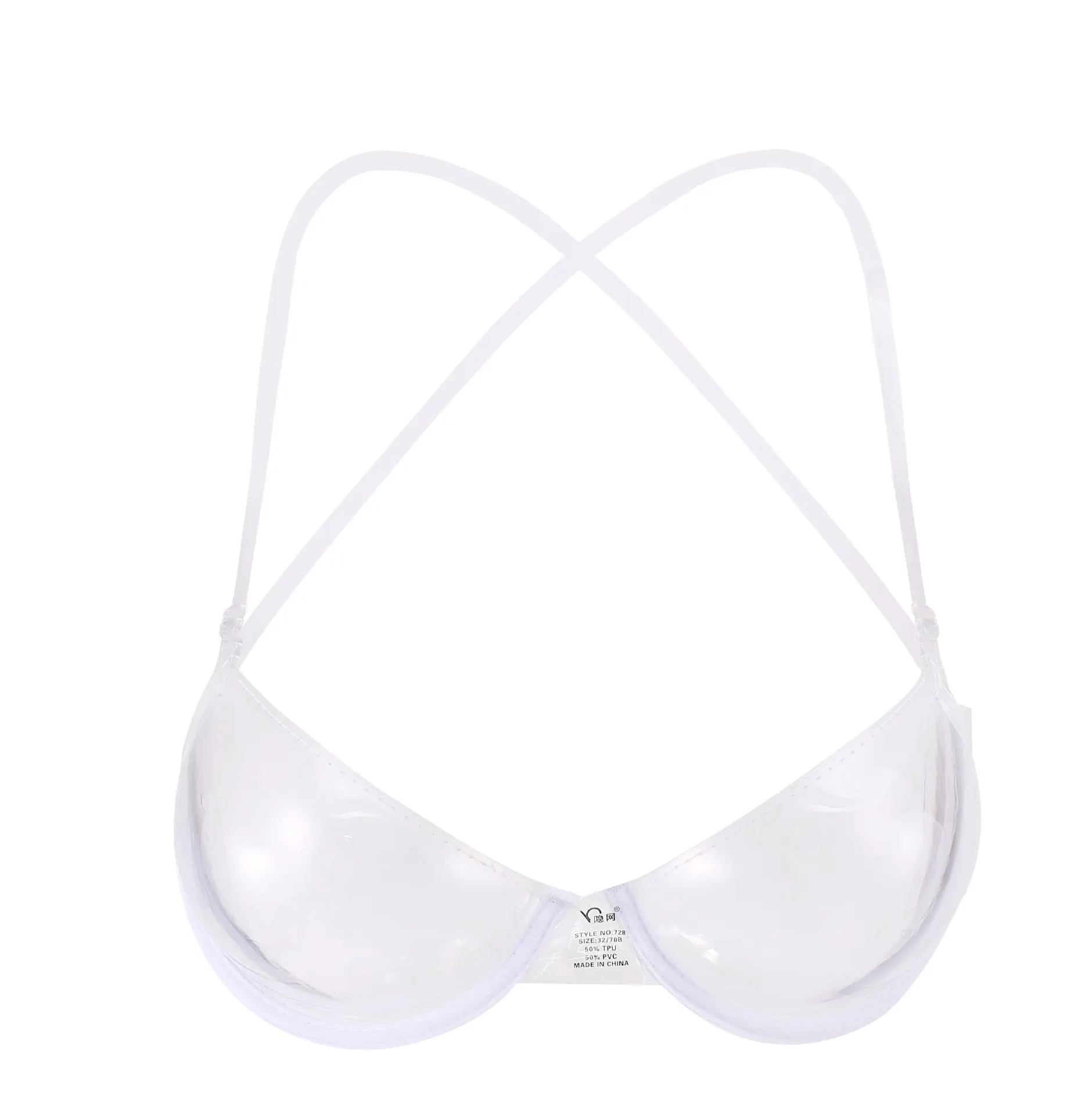 Fully Transparent Invisible Shoulder Strap Plastic Bra