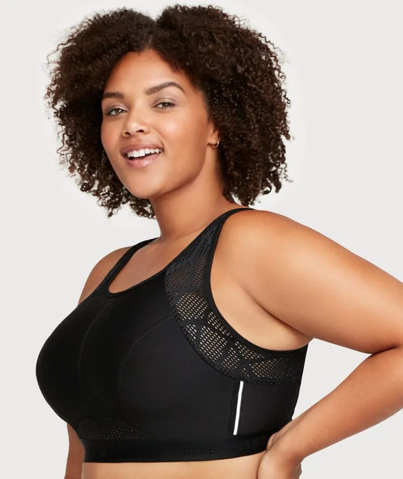 Glamorise No-Sweat Mesh Wire-Free Sports Bra - Black