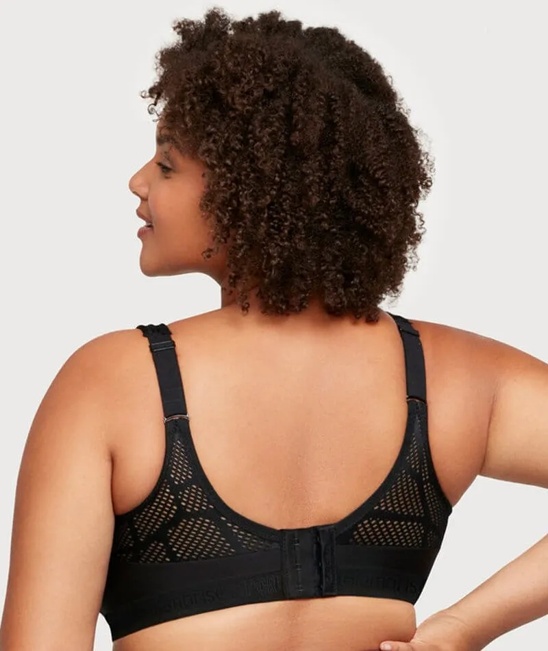 Glamorise No-Sweat Mesh Wire-Free Sports Bra - Black