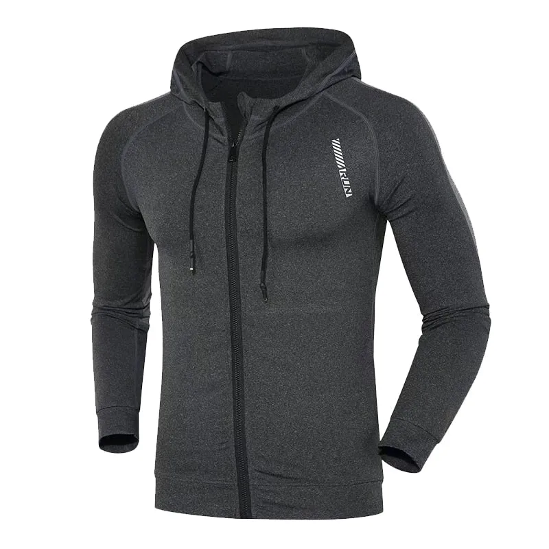 Gym Men's Running Hoodies Male Fitness Sport Jacket Workout Coat Sportswear Jogging Hooded Shirt Outdoor Sweatshirt