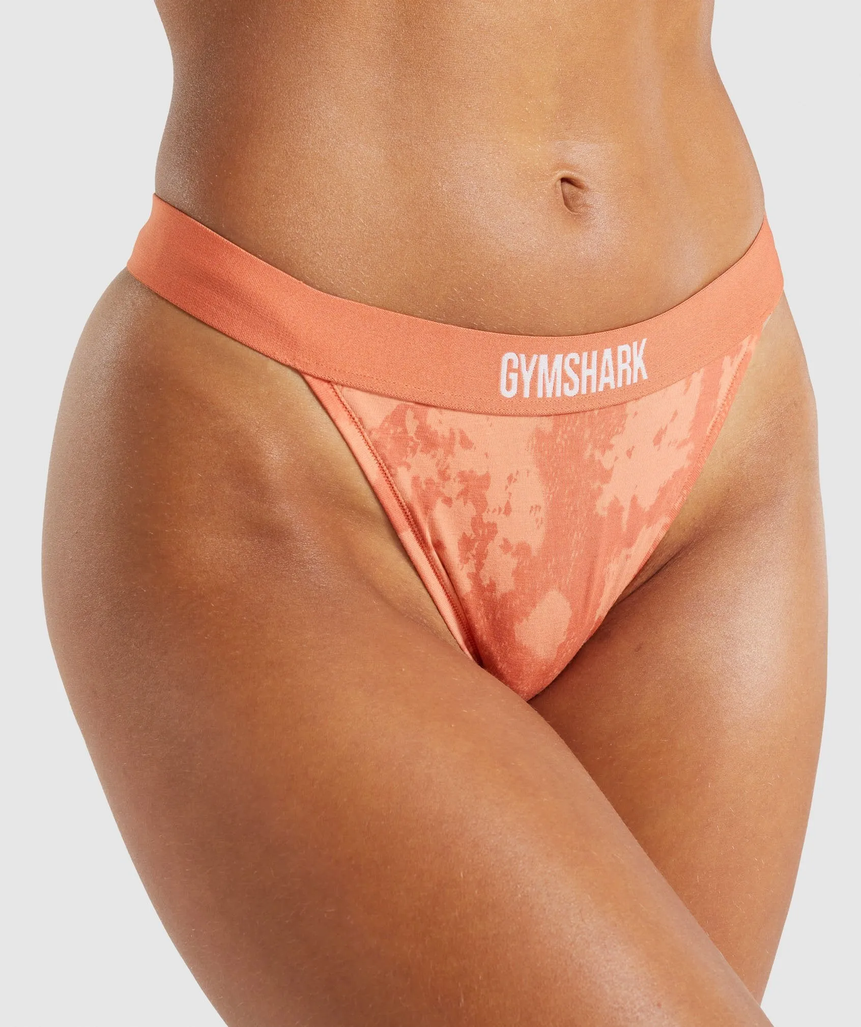 Gymshark Cotton High Rise Thong - Orange Print