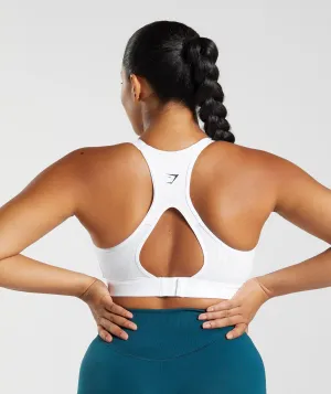 Gymshark Cut Out Back High Support Sports Bra, B/C-E/F - White