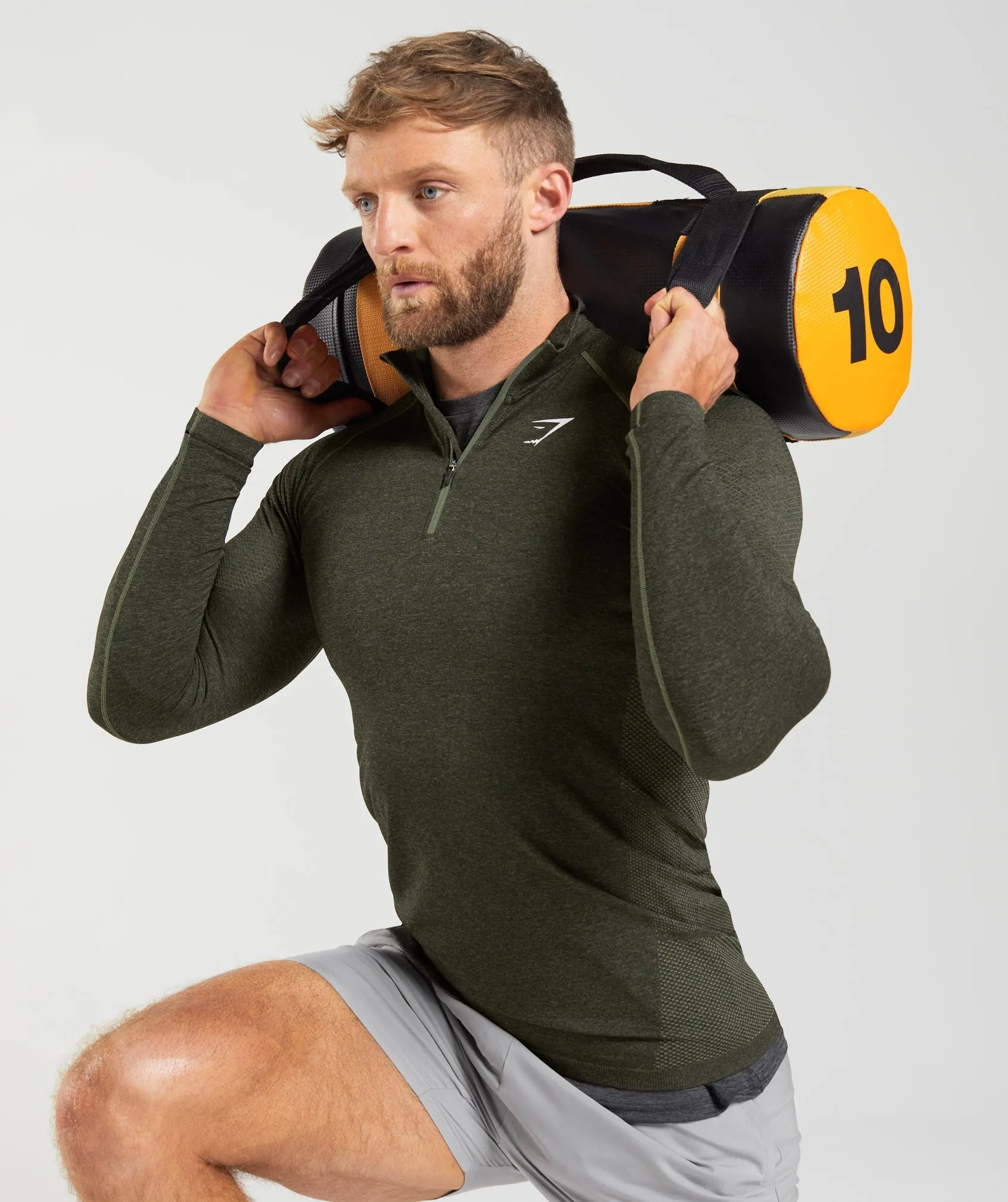 Gymshark Vital Seamless 1/4 Zip - Core Olive/Black