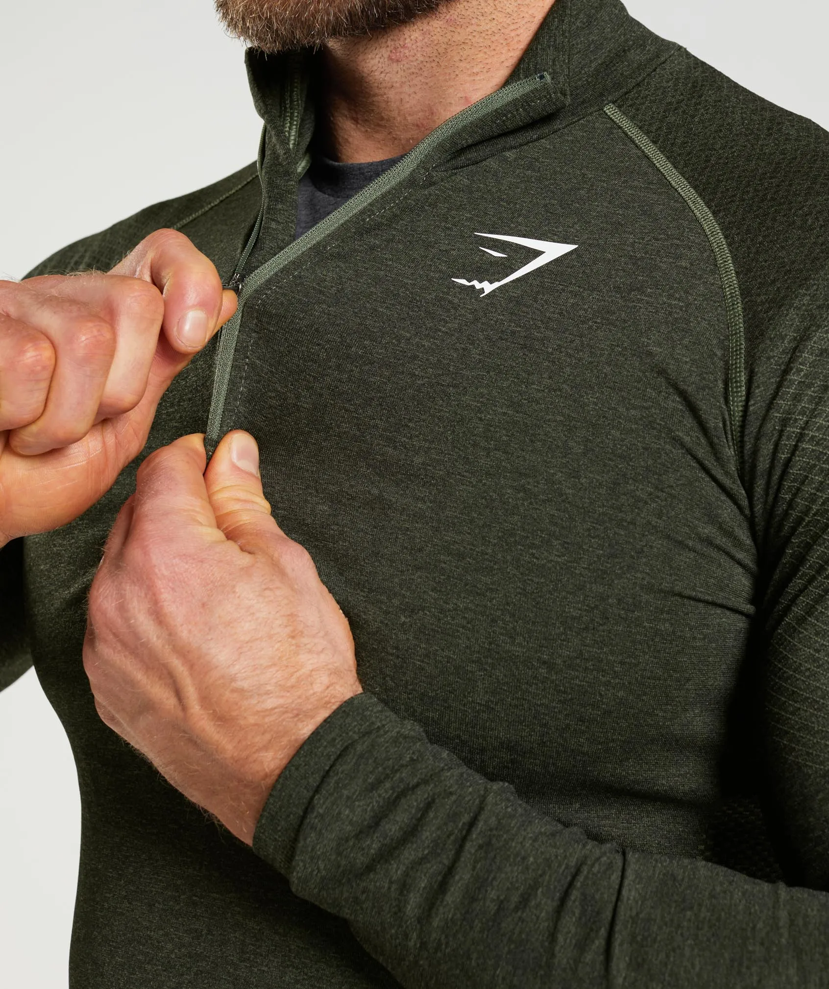 Gymshark Vital Seamless 1/4 Zip - Core Olive/Black