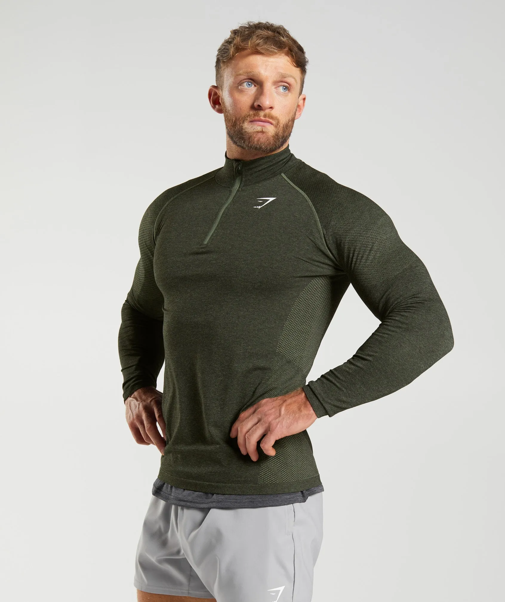 Gymshark Vital Seamless 1/4 Zip - Core Olive/Black