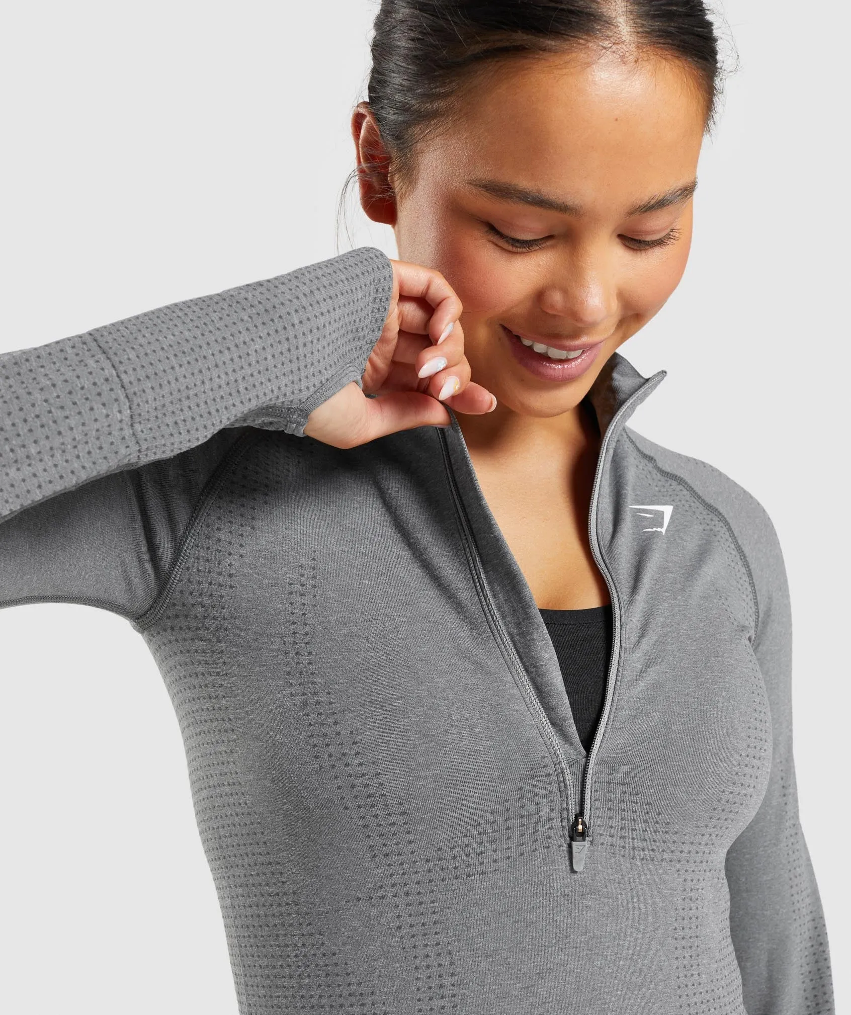 Gymshark Vital Seamless 2.0 1/2 Zip Pullover - Smokey Grey Marl