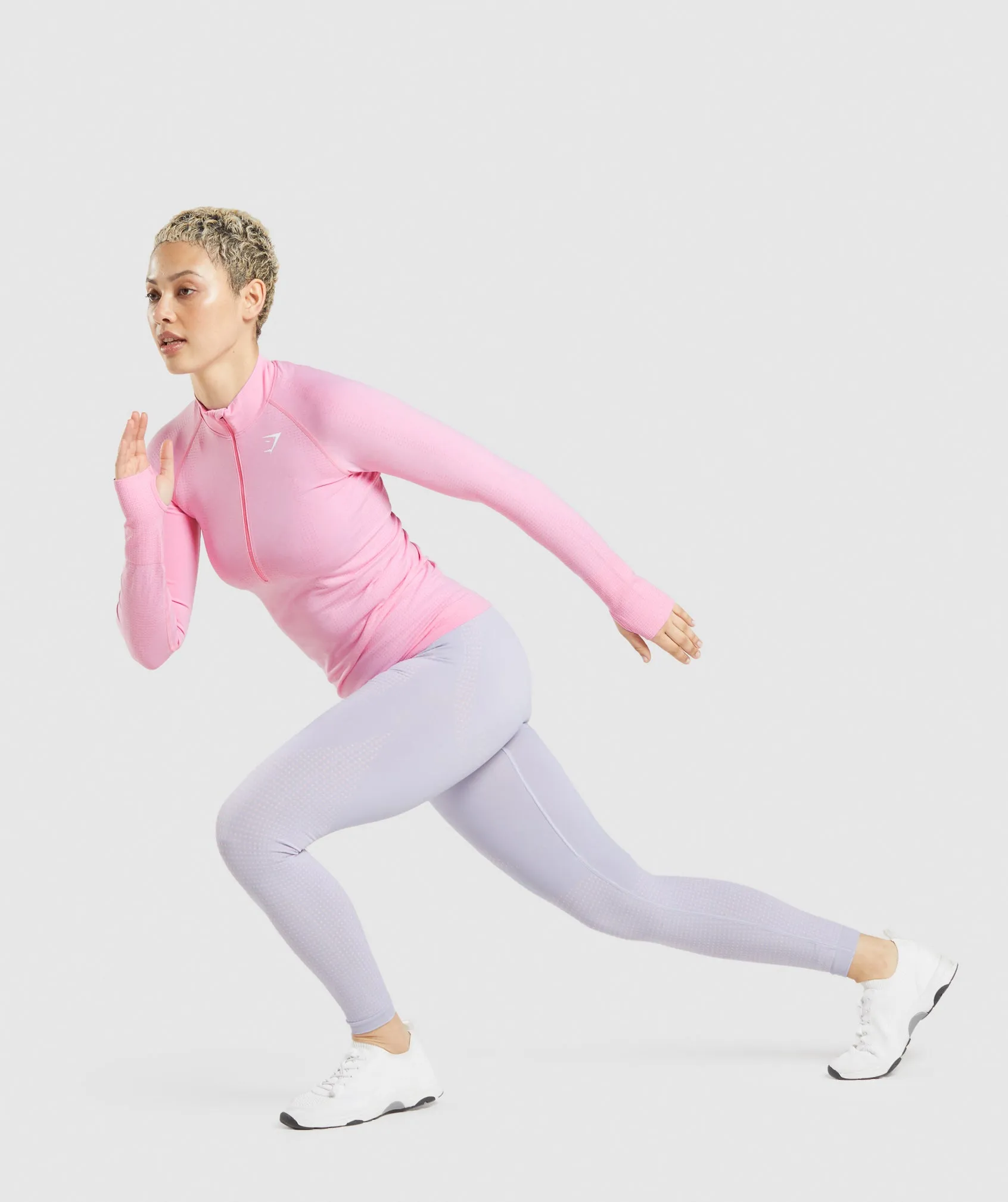 Gymshark Vital Seamless 2.0 1/2 Zip Pullover - Sorbet Pink Marl