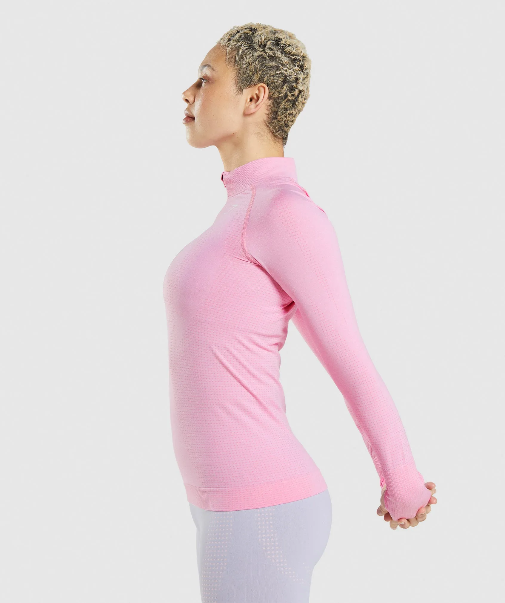 Gymshark Vital Seamless 2.0 1/2 Zip Pullover - Sorbet Pink Marl