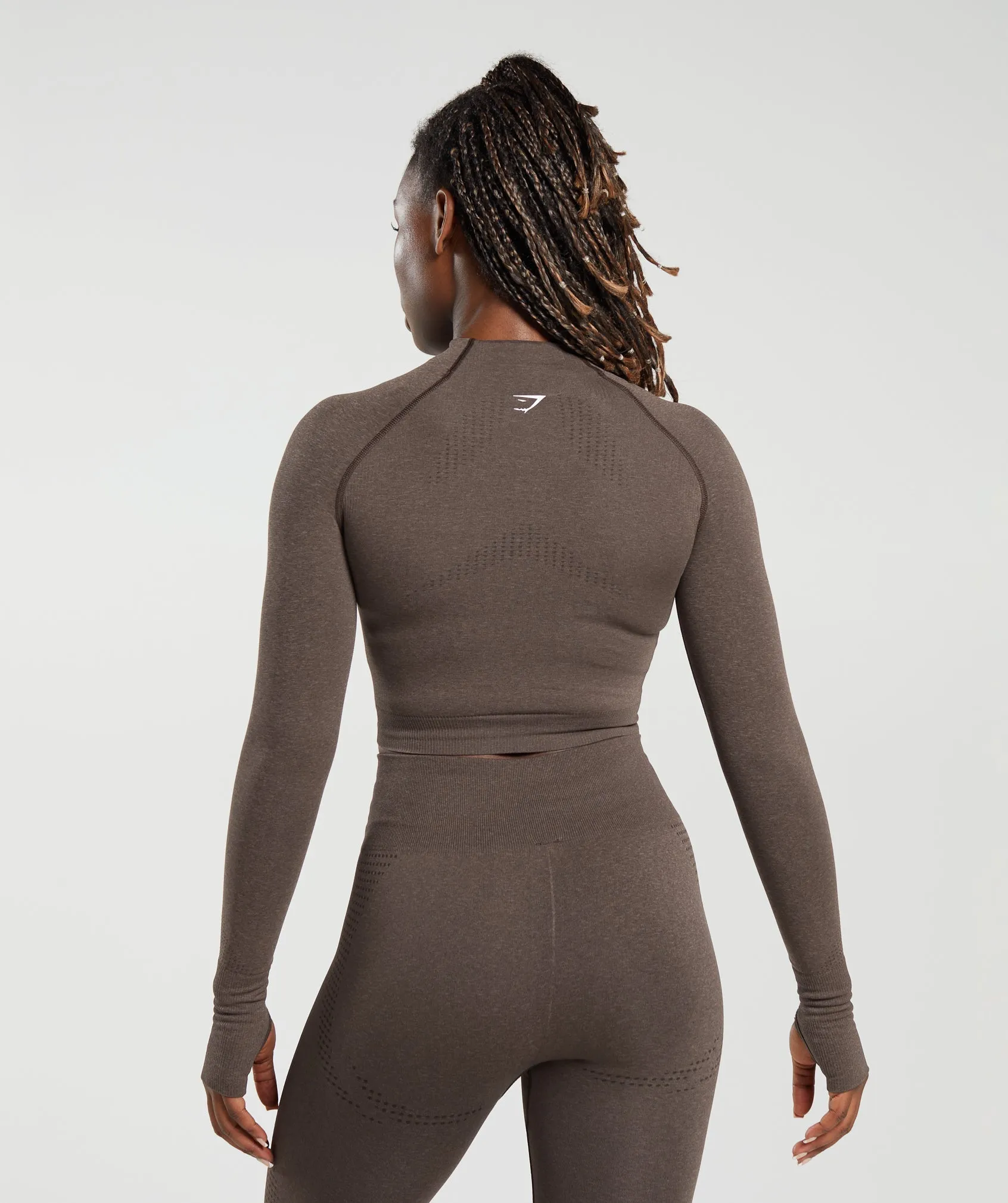 Gymshark Vital Seamless 2.0 Midi Zip Up Jacket - Brown Marl