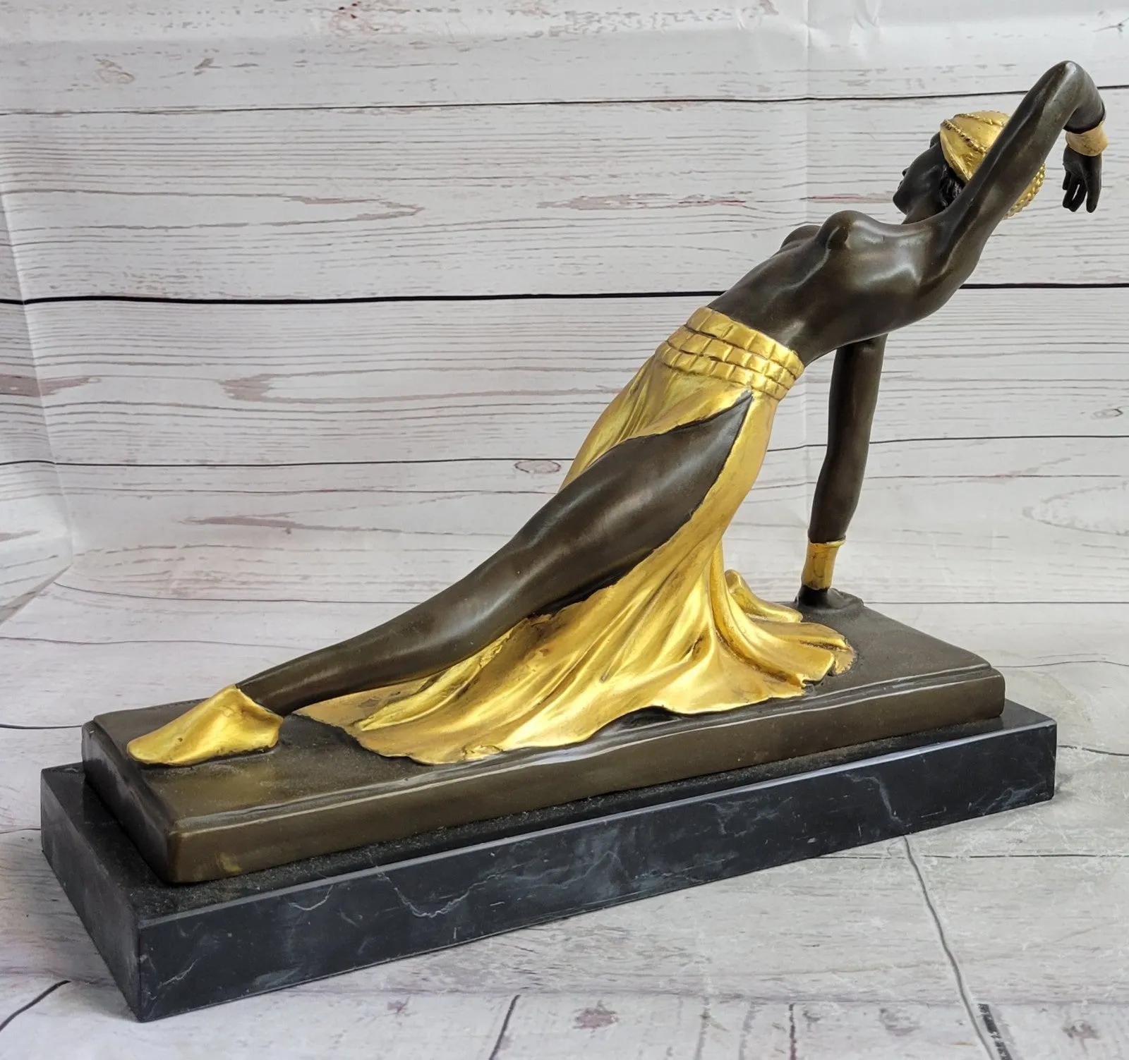 Handcrafted bronze sculpture SALE Deco Art Dancer Exotic Chiparus Signed