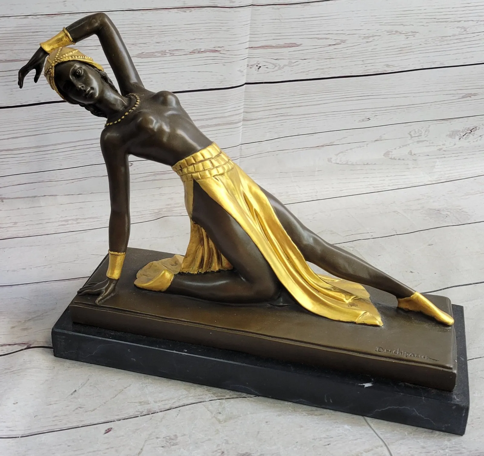 Handcrafted bronze sculpture SALE Deco Art Dancer Exotic Chiparus Signed