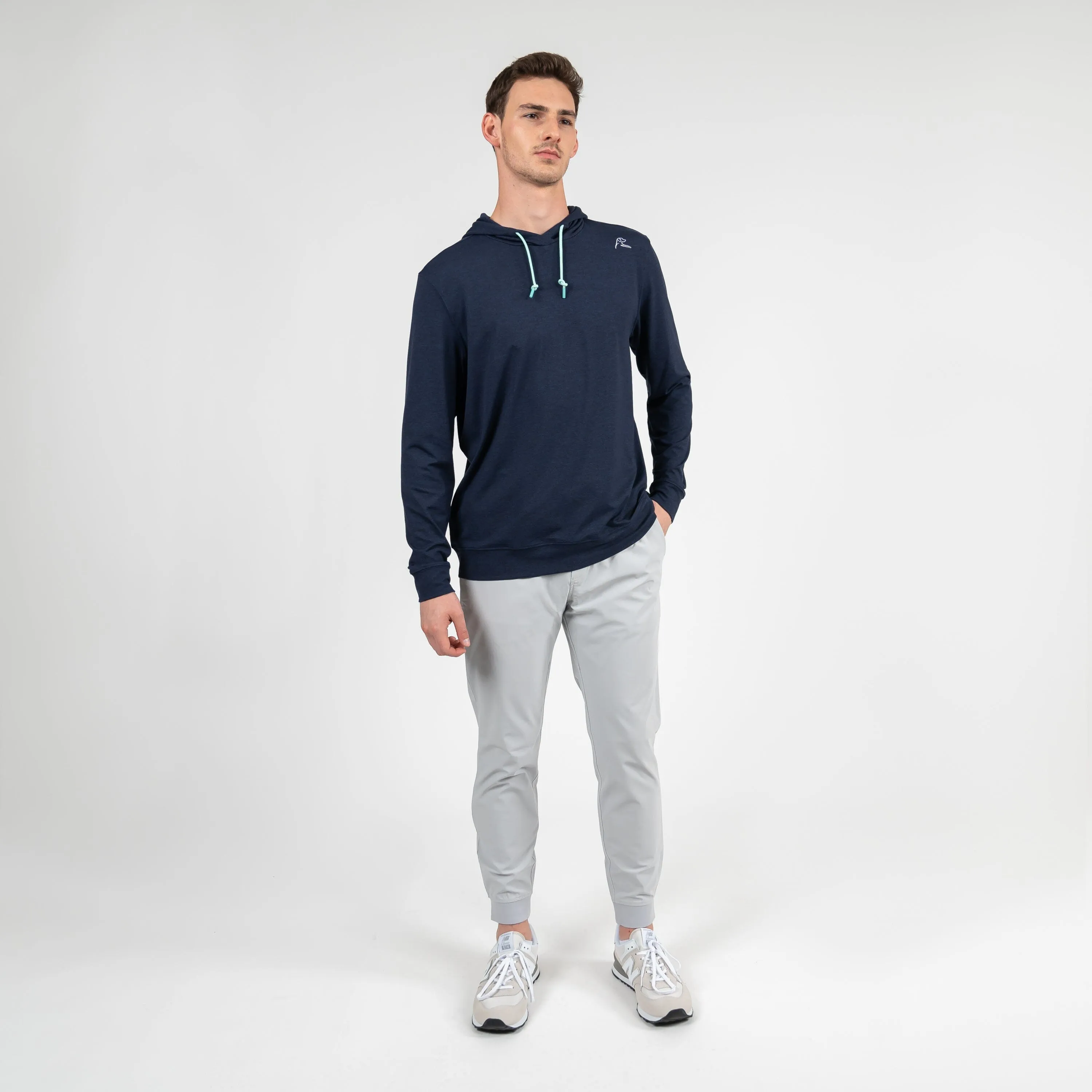 Hesi Performance Hoodie | Heather - Admiral Navy/Fleet Navy - Mint Green