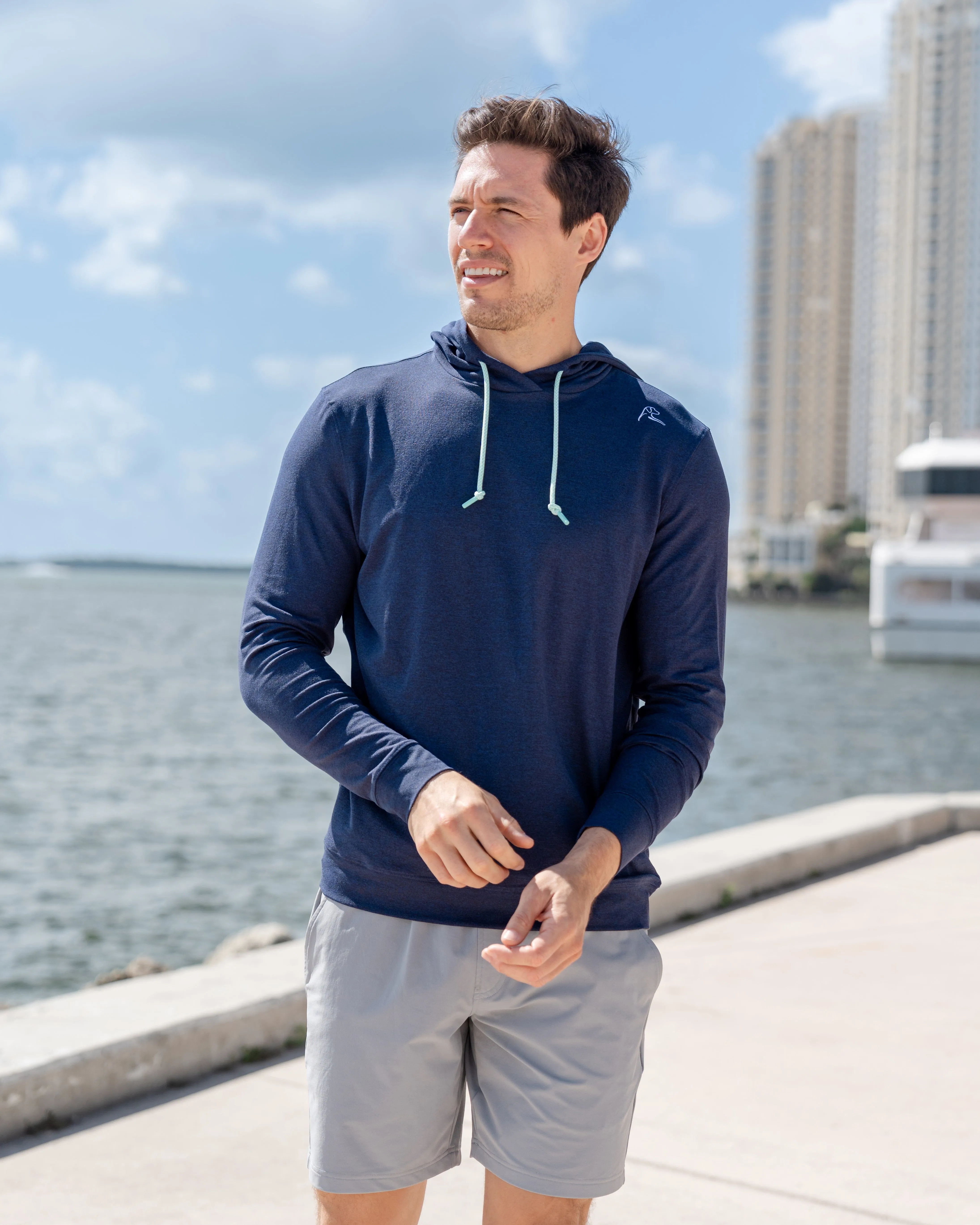 Hesi Performance Hoodie | Heather - Admiral Navy/Fleet Navy - Mint Green