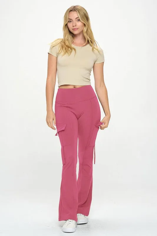 High Waisted Pocket Cargo Flare Yoga Pant