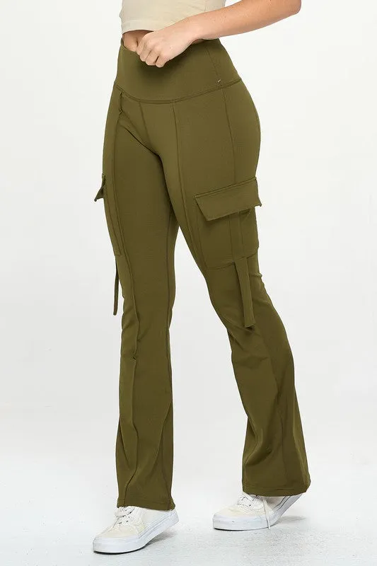 High Waisted Pocket Cargo Flare Yoga Pant