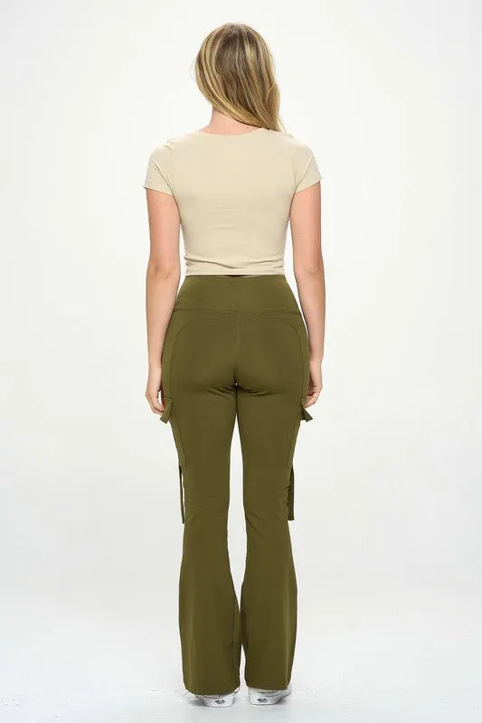 High Waisted Pocket Cargo Flare Yoga Pant