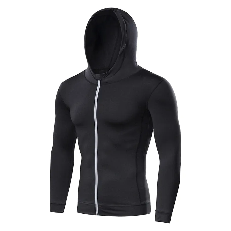 Hooded Fitness Sport Jacket Men Quick Dry Running Coat Zipper Hoody Sweatshirt Sportswear Gym Hoodies Training Clothing