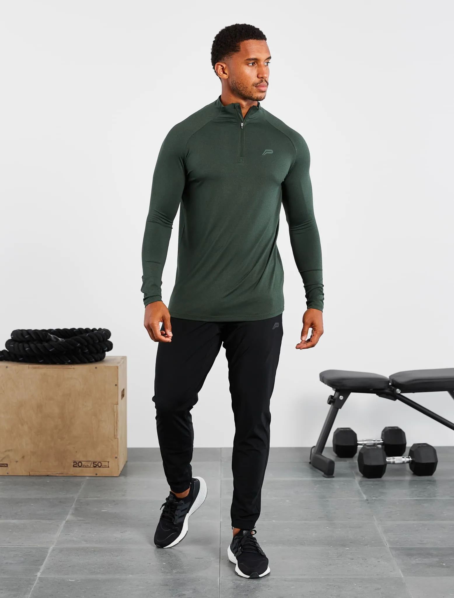 Hybrid Everyday 1/4 Zip - Olive Marl