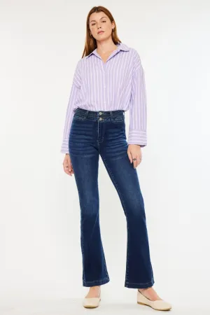 Kancan High Rise Double Waistband Flare Jeans