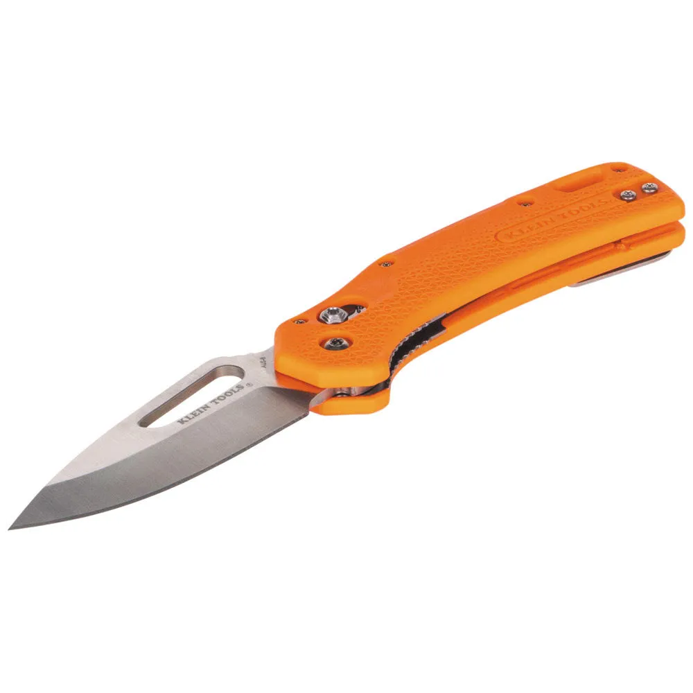 Klein OFK000ORT KTO Resurgence Fishing Knife, Drop Point Blade, Orange Handle