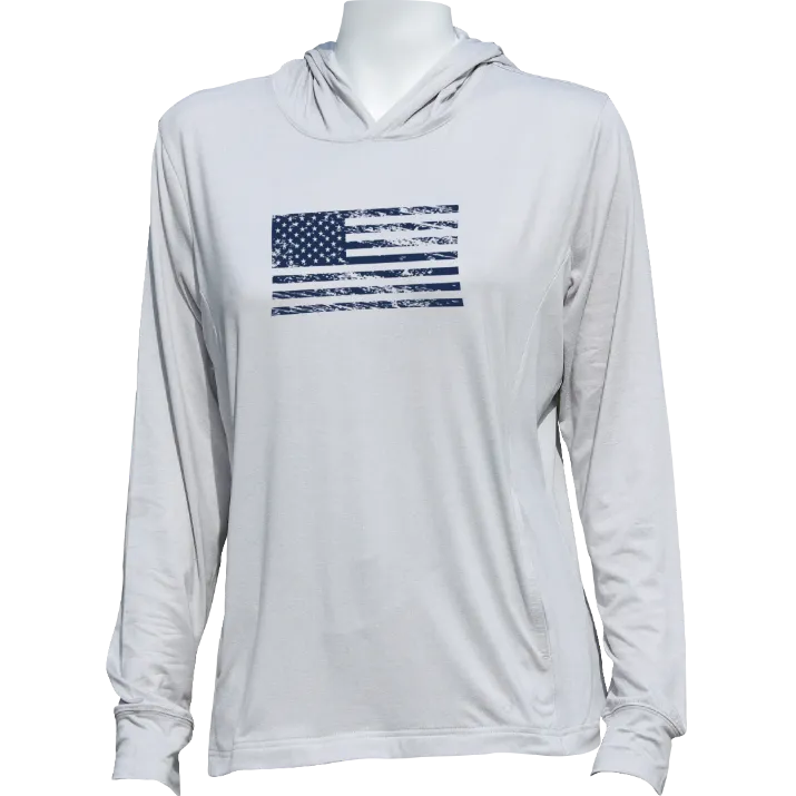 Ladies Blacks Beach Hoodie Vintage Flag - Steel Heather