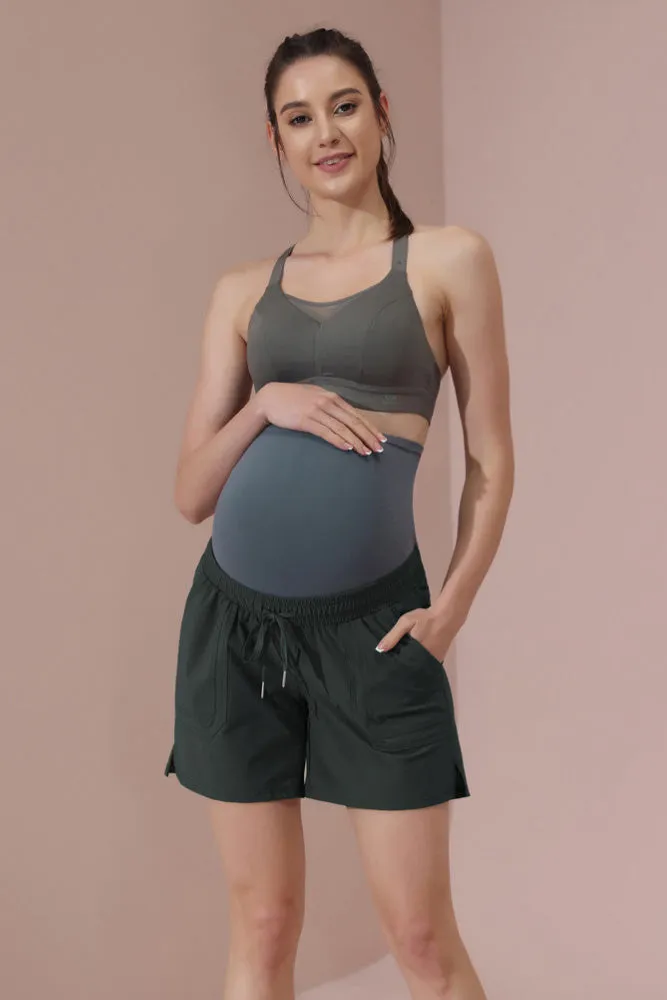 Maacie Maternity Dark Grey Quick Dry Waterproof 5" Workout Hiking Sports Shorts Outdoor Casual