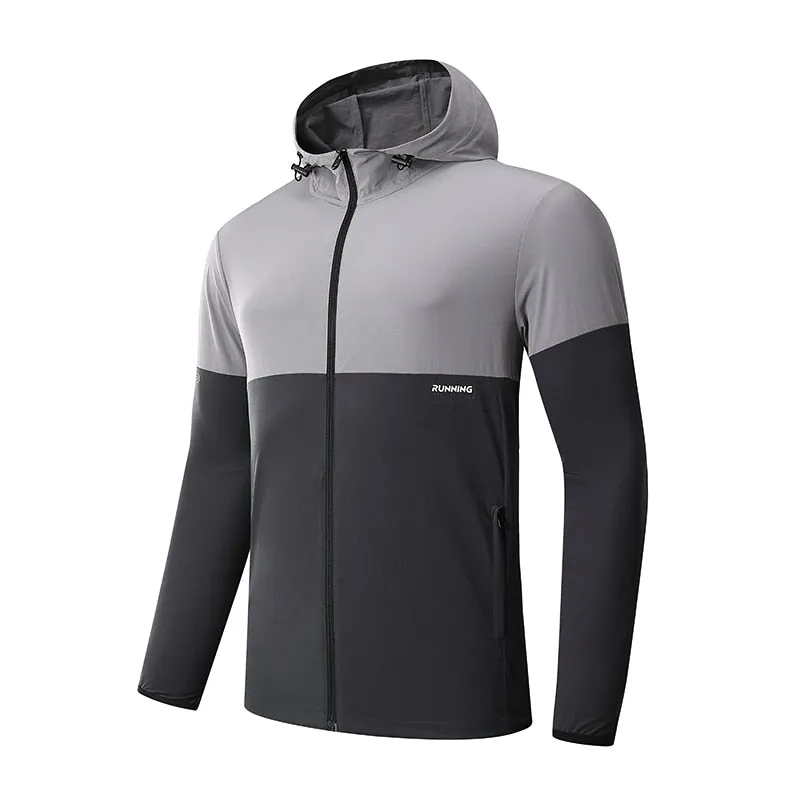 Men Running Sport Jacket Gym Fitness Hoodies Male Sportswear Workout Coat Jogging Hooded Shirt Outdoor Sweatshirt MMA Dry Fit