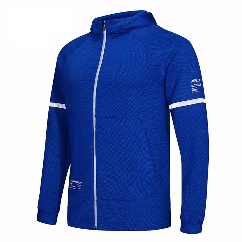 Men Running Sport Jacket Gym Fitness Hoodies Male Sportswear Workout Coat Jogging Hooded Shirt Outdoor Sweatshirt MMA Dry Fit