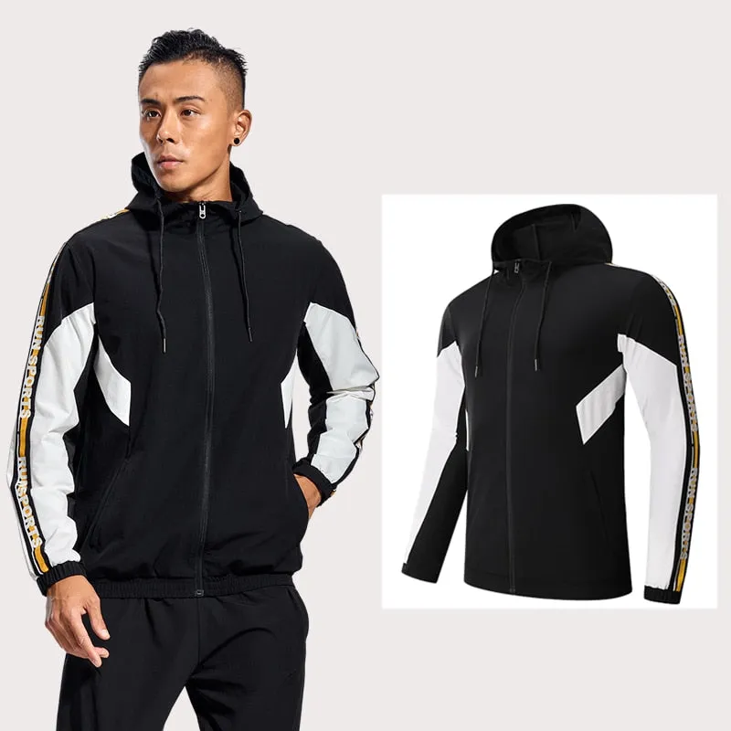 Men Running Sport Jacket Gym Fitness Hoodies Male Sportswear Workout Coat Jogging Hooded Shirt Outdoor Sweatshirt MMA Dry Fit