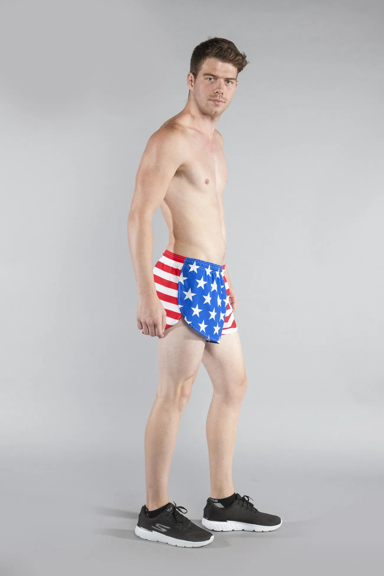 Men's Printed 1" Elite Split Shorts - American Flag